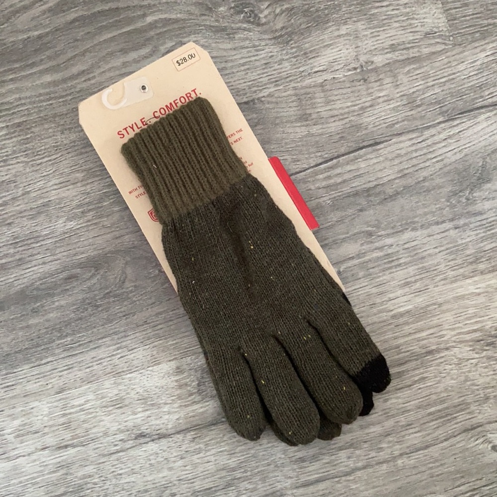 Levi's mens glove winter wear snow Donegal Glove With Leather Patch Olive green - Picture 2 of 14